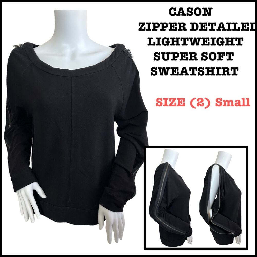 #T36 CORSON ZIPPER DETAIL LONG SLEEVE MEDIUM WEIGHT SWEATSHIRT SZ (2) S $118
